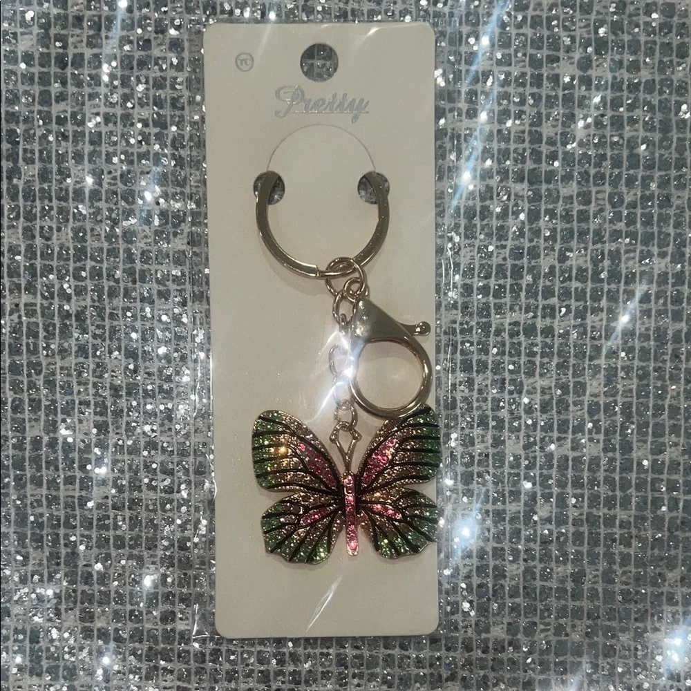 Multicolor Butterfly Keychain Key & Card Holder